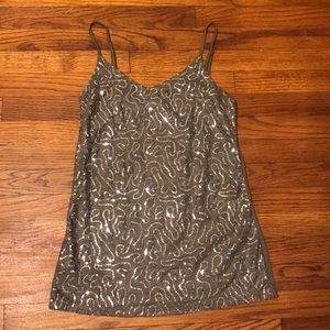 Vanity Sequin Spaghetti Stark Tank Top Silver Grey
